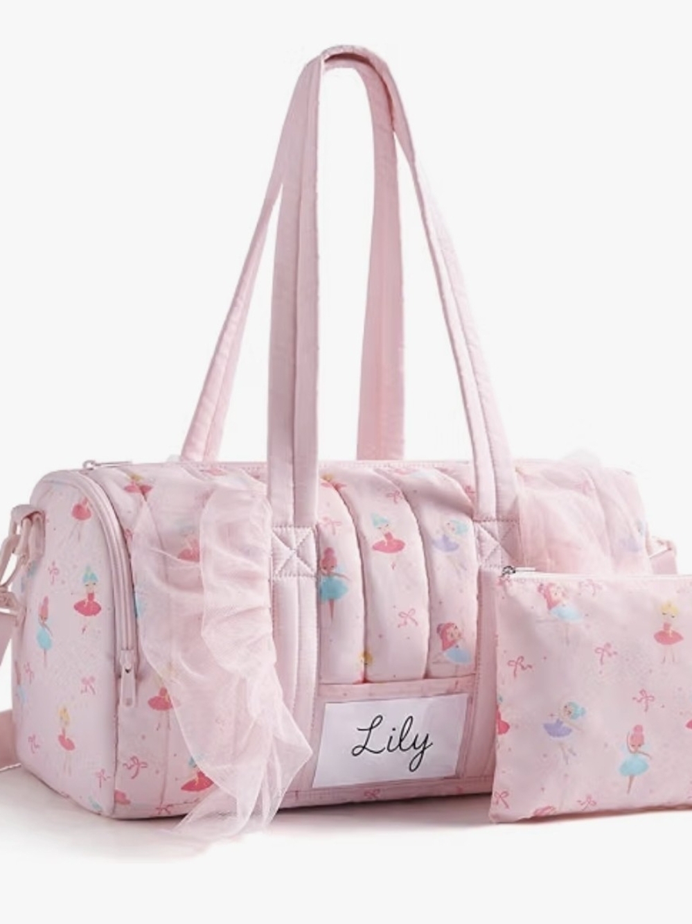 Personalized Pink Ballerina Kids Duffel Bag